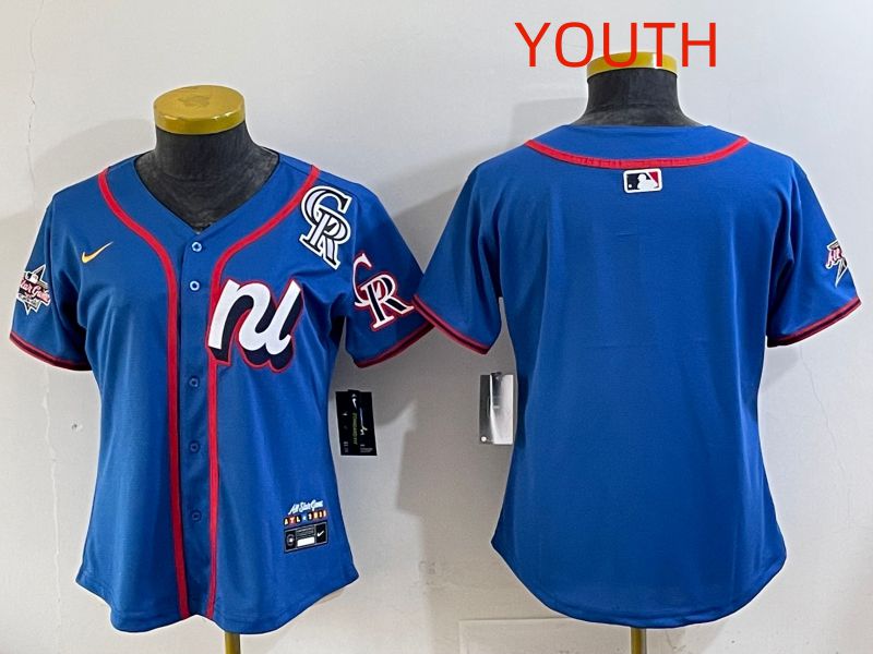 Youth 2025 Colorado Rockies Blank Blue All star Nike MLB Jersey style 03->youth mlb jersey->Youth Jersey